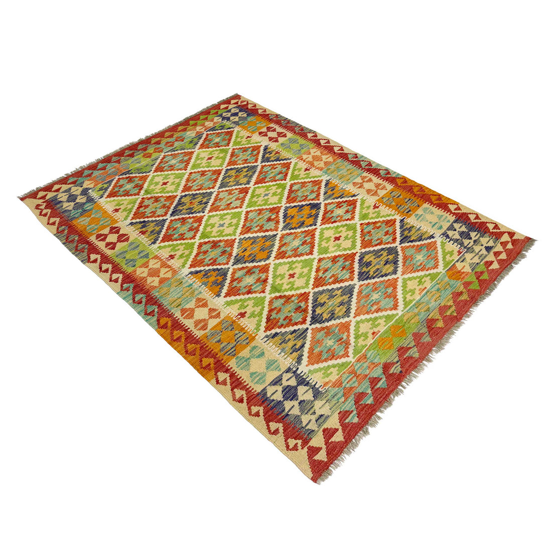 Afghan Vegetable Kilim Rug 4' 9" x 6' 8" Flat-Weave view