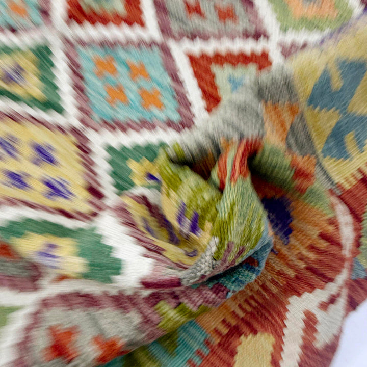 Afghan Vegetable Kilim Rug 5' 1" x 6' 4" Flat-Weave | No. AL736629