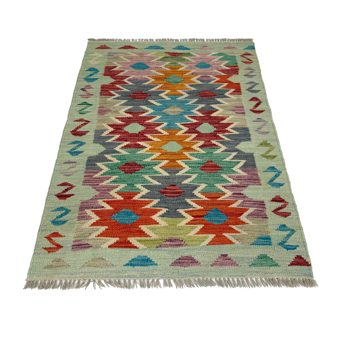 Afghan Vegetable Kilim Rug 2' 6" x 4' 1" Flat-Weave detail