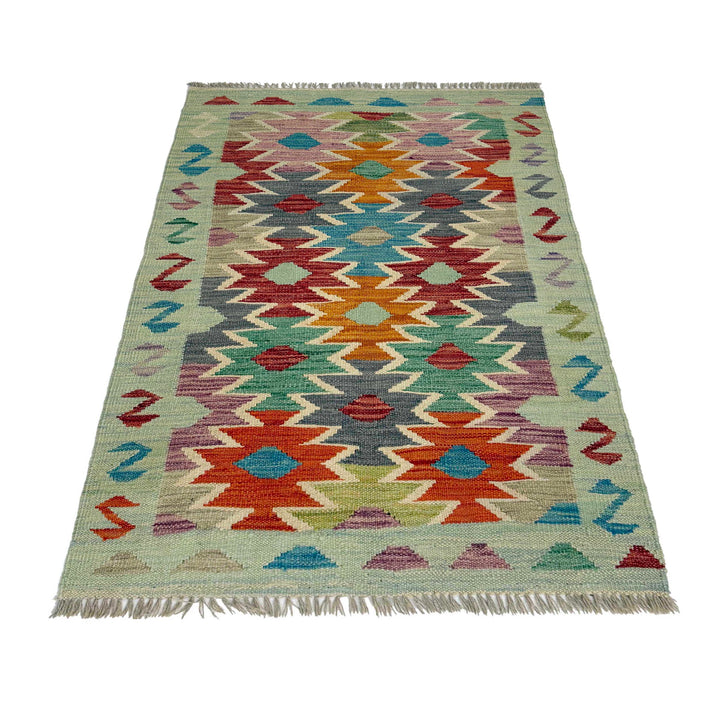 Afghan Vegetable Kilim Rug 2' 6" x 4' 1" Flat-Weave detail