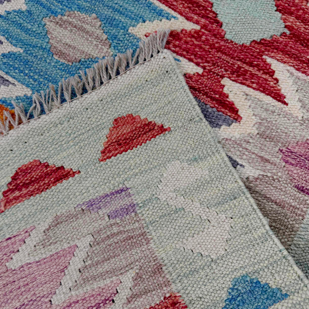 Afghan Vegetable Kilim Rug 2' 6" x 4' 1" Flat-Weave border