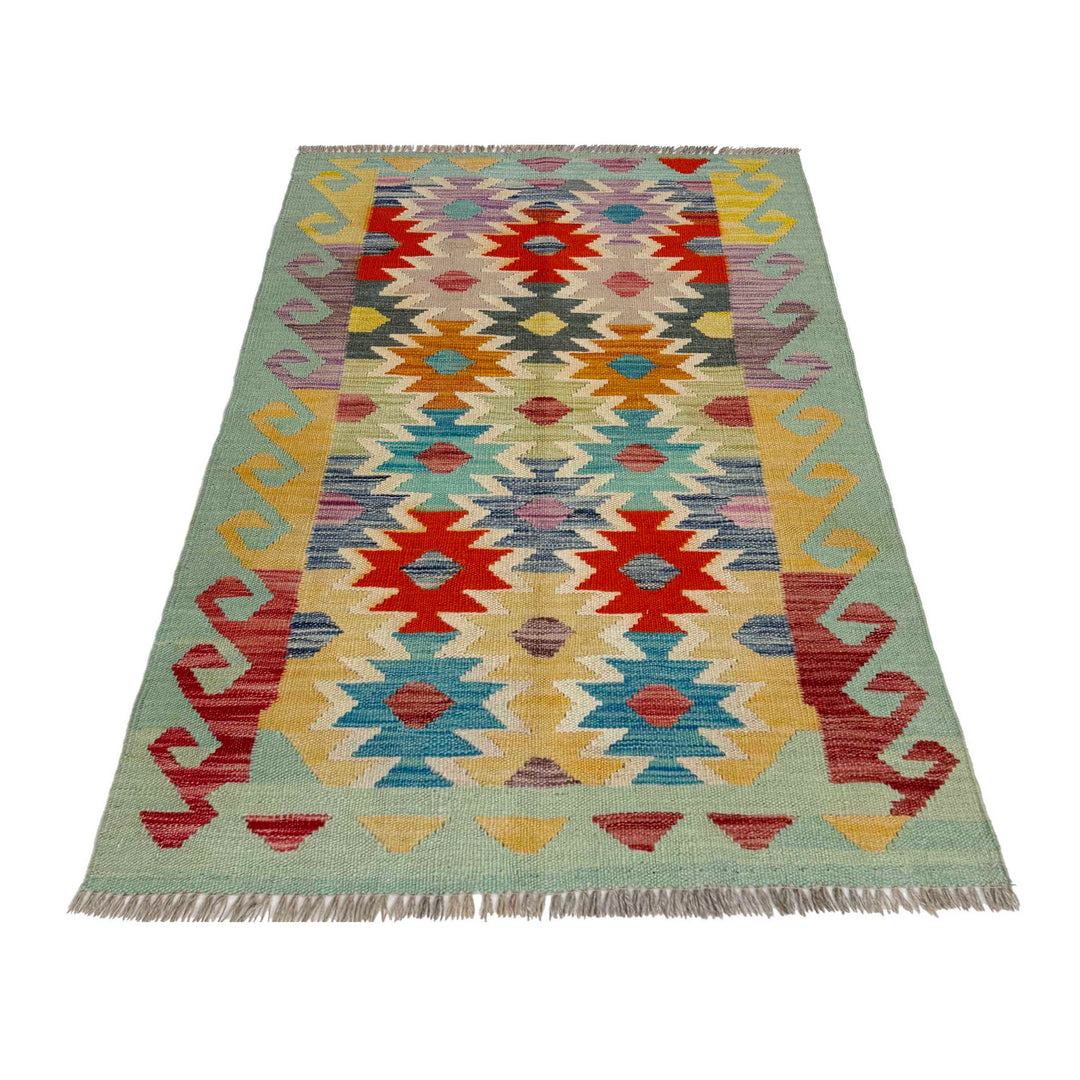 Afghan Vegetable Kilim Rug 2' 7" x 4' 0" Flat-Weave detail