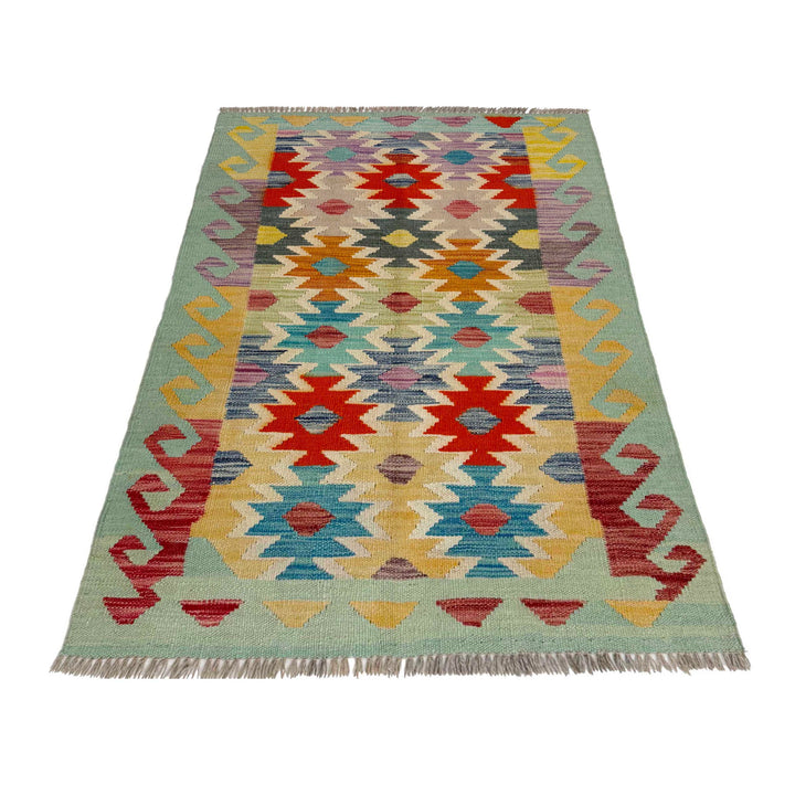 Afghan Vegetable Kilim Rug 2' 7" x 4' 0" Flat-Weave detail