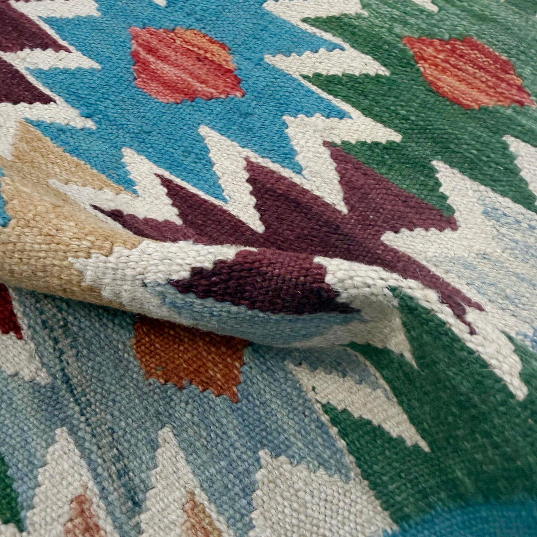 Afghan Vegetable Kilim Rug 2' 7" x 4' 1" Flat-Weave | No. AL177658