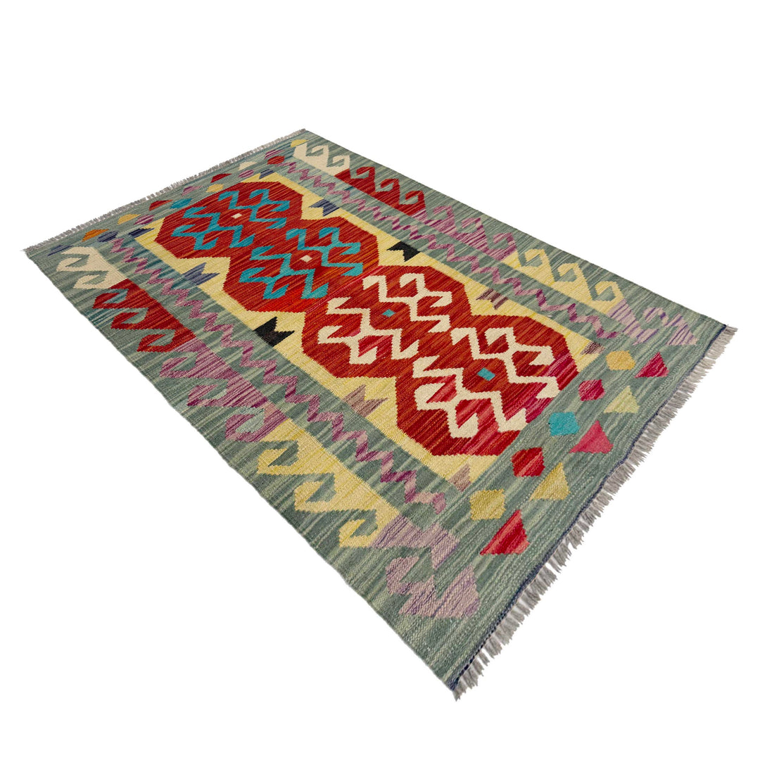 Afghan Vegetable Kilim Rug 2' 8" x 4' 2" Flat-Weave view
