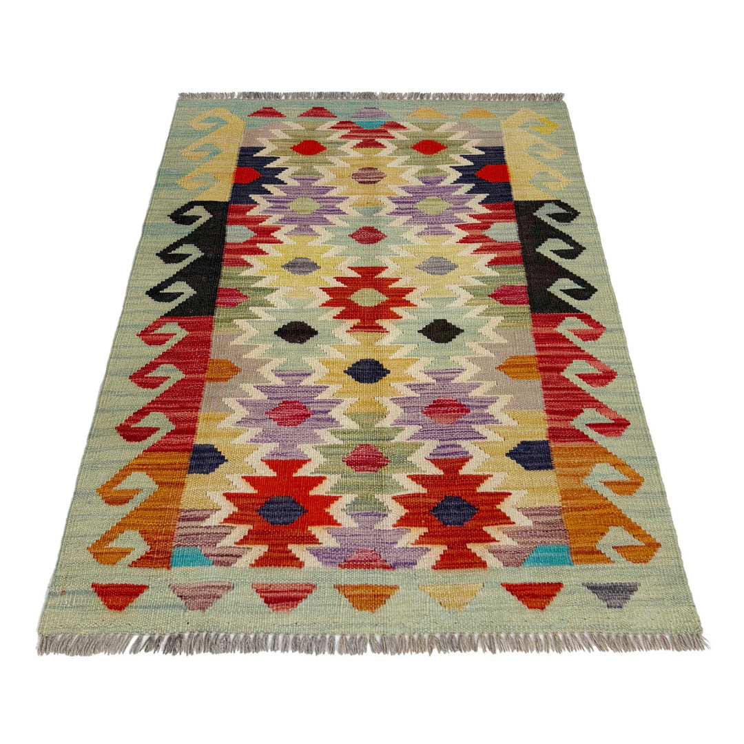 Afghan Vegetable Kilim Rug 2' 6" x 4' 0" Flat-Weave detail
