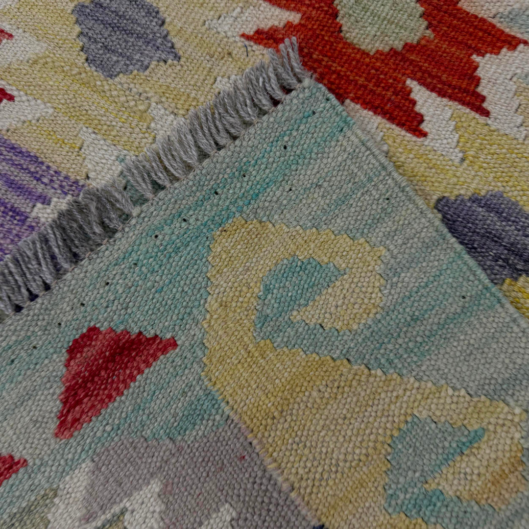 Afghan Vegetable Kilim Rug 2' 6" x 4' 0" Flat-Weave border