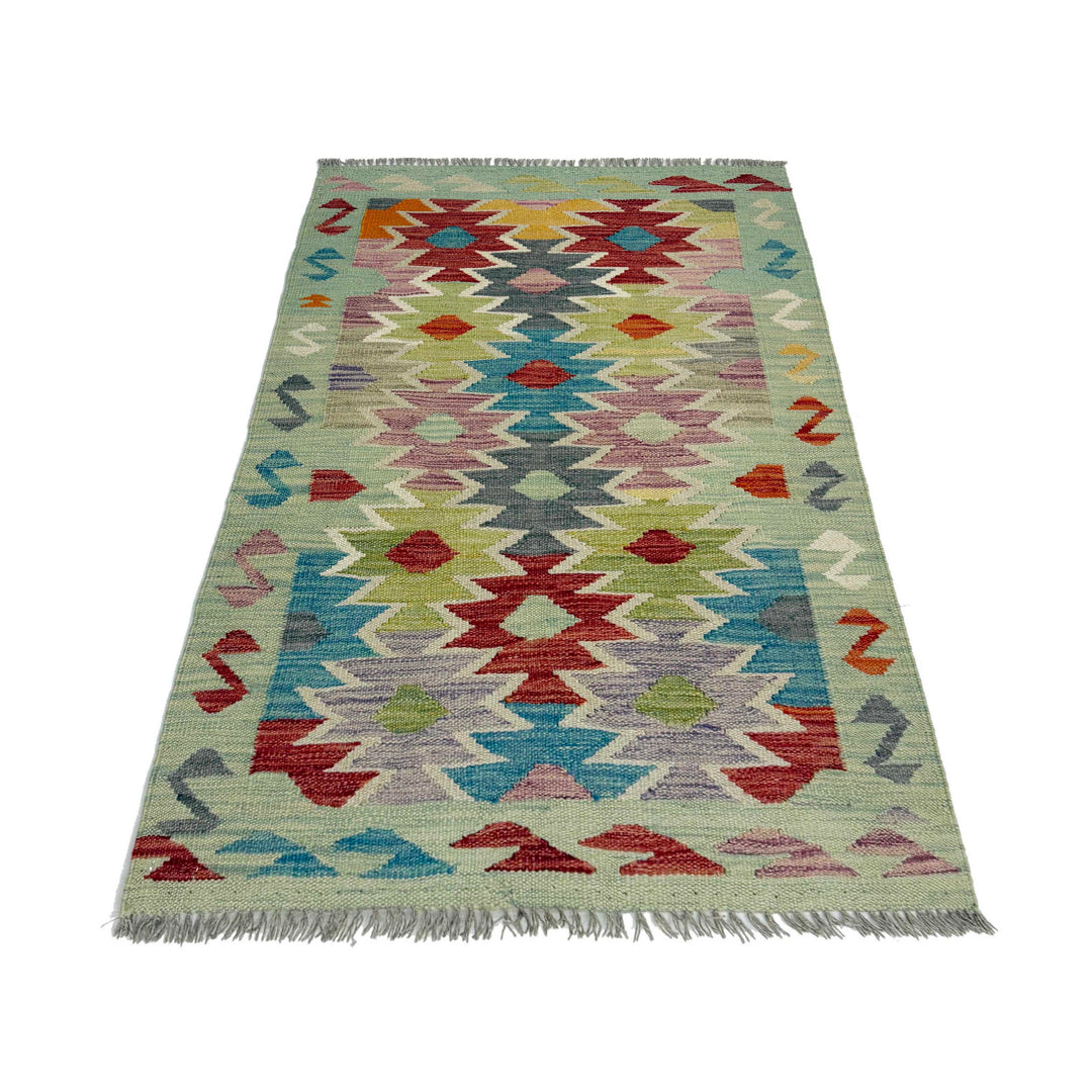 Afghan Vegetable Kilim Rug 2' 6" x 4' 0" Flat-Weave detail