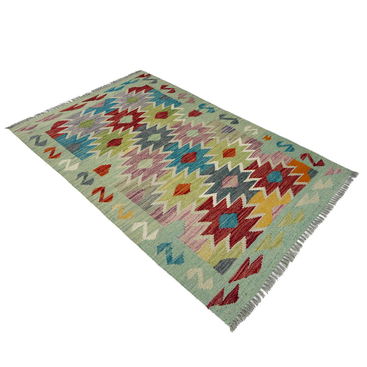Afghan Vegetable Kilim Rug 2' 6" x 4' 0" Flat-Weave close-up
