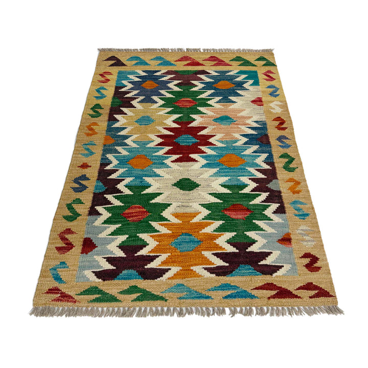 Afghan Vegetable Kilim Rug 2' 6" x 4' 2" Flat-Weave | No. AL521749