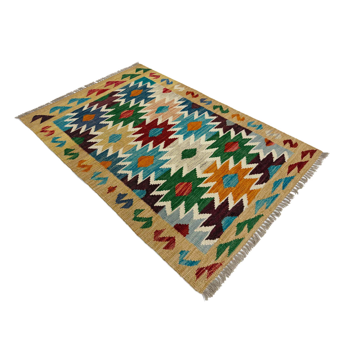 Afghan Vegetable Kilim Rug 2' 6" x 4' 2" Flat-Weave | No. AL521749