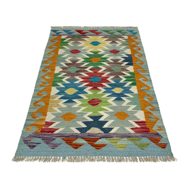 Afghan Vegetable Kilim Rug 2'7" x 4'1" Flat-Weave detail