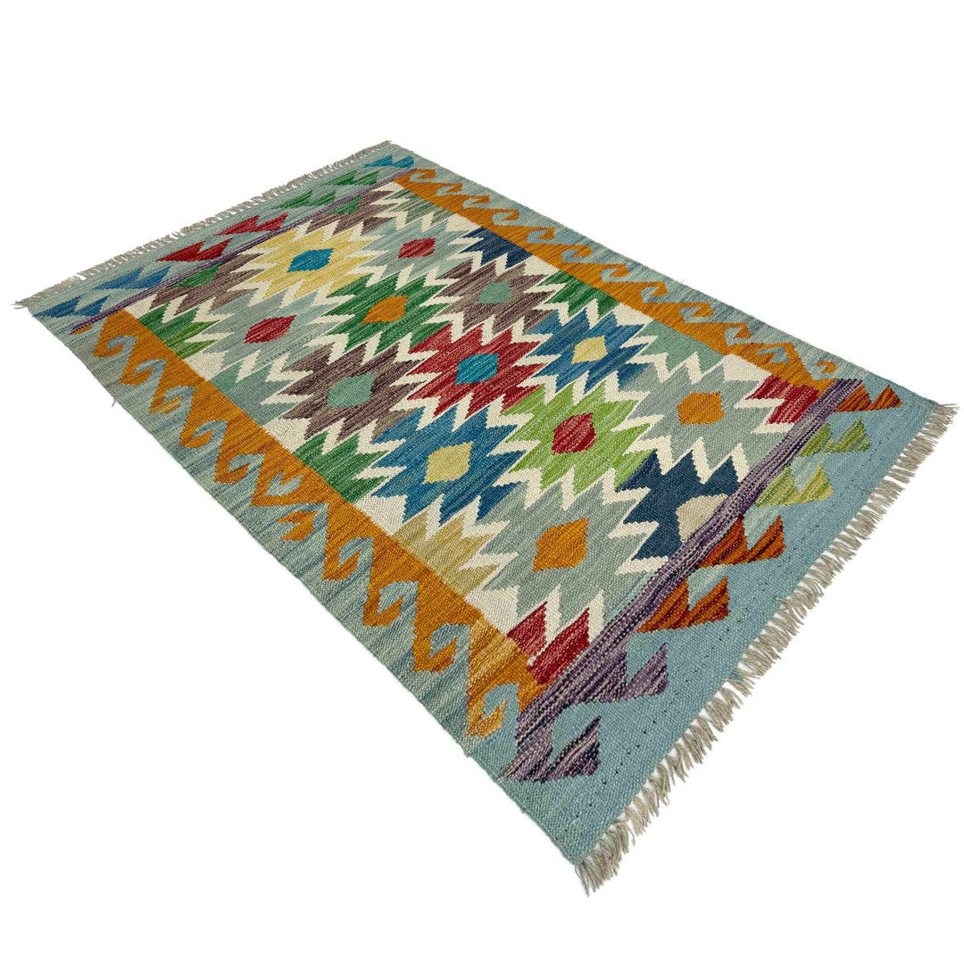 Afghan Vegetable Kilim Rug 2'7" x 4'1" Flat-Weave view