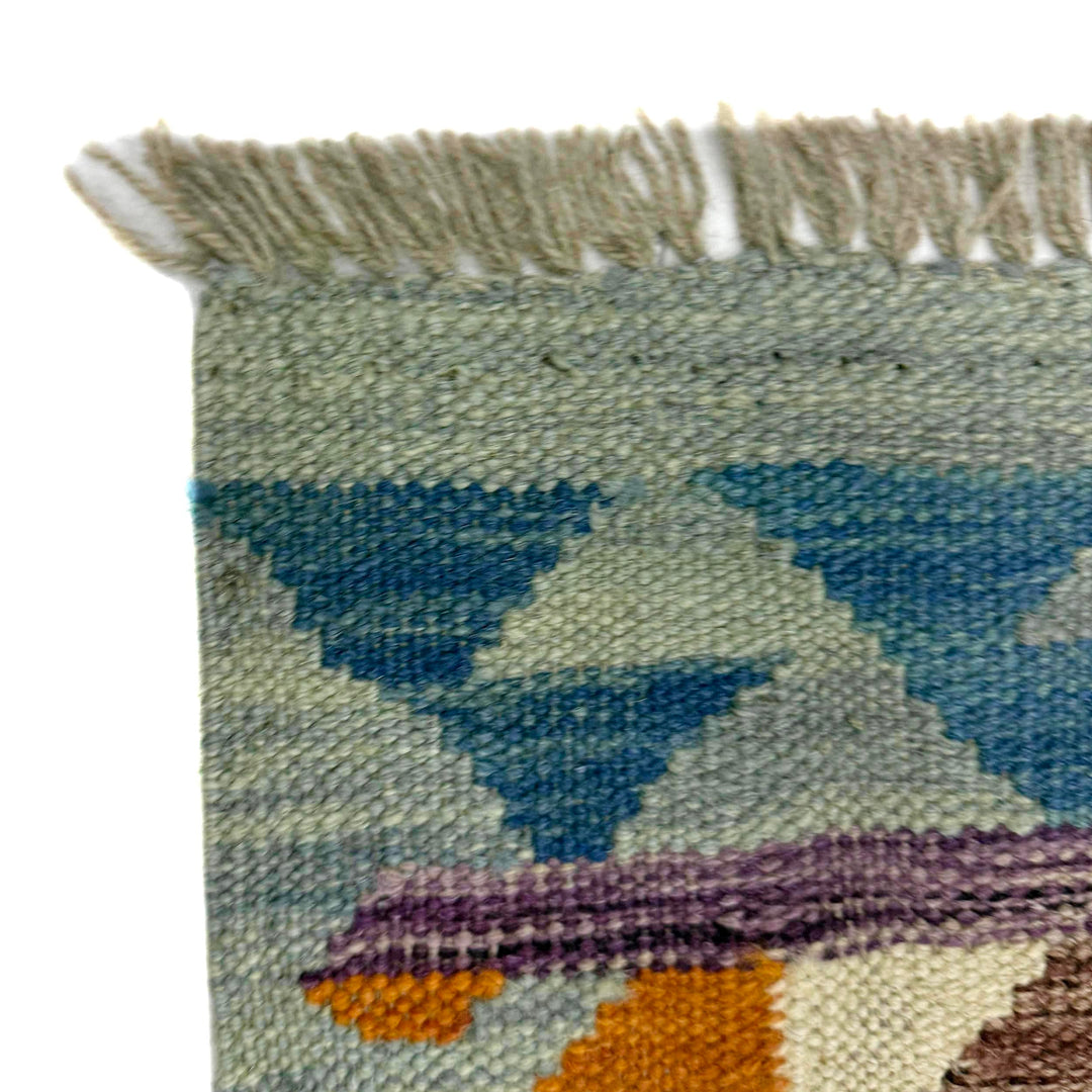 Afghan Vegetable Kilim Rug 2'7" x 4'1" Flat-Weave pattern