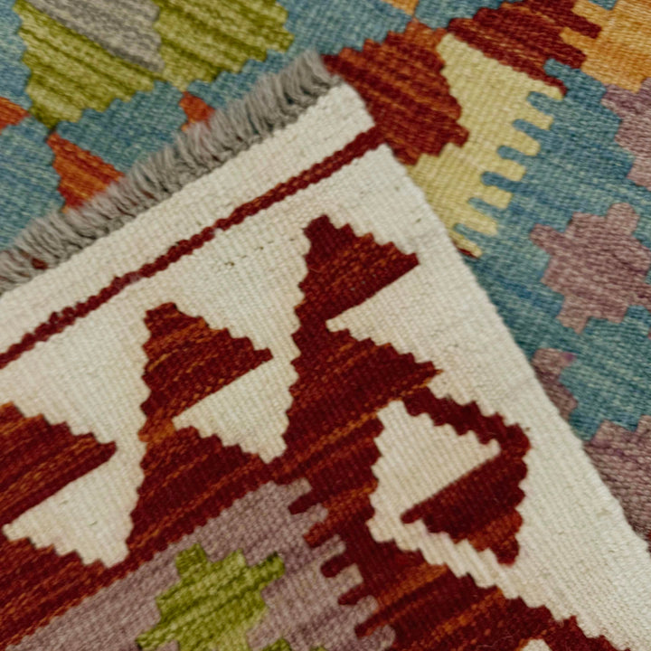 Afghan Vegetable Kilim Rug 3' 0" x 4' 10" Flat-Weave border