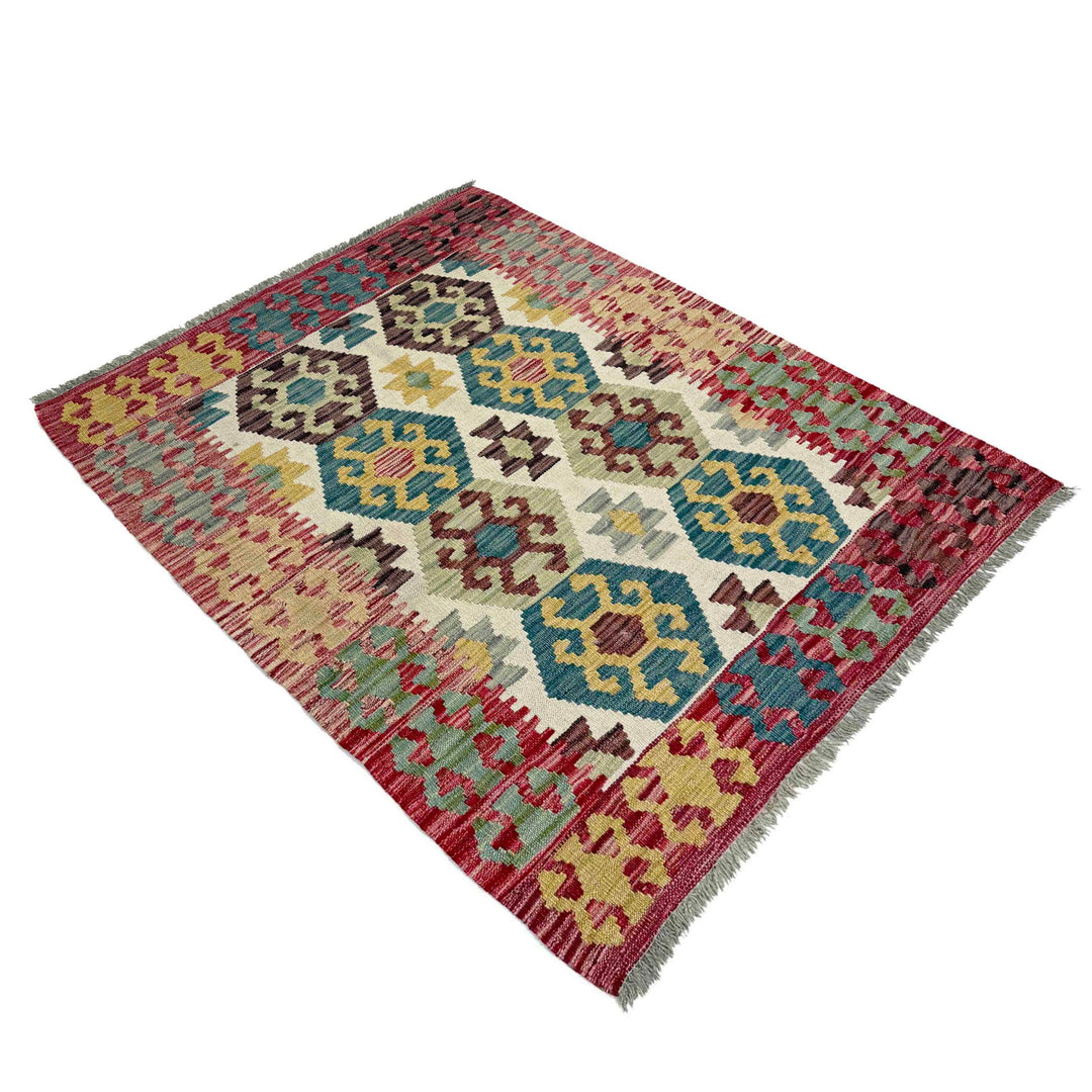 Afghan Vegetable Kilim Rug 3' 5" x 4' 8" Flat-Weave view