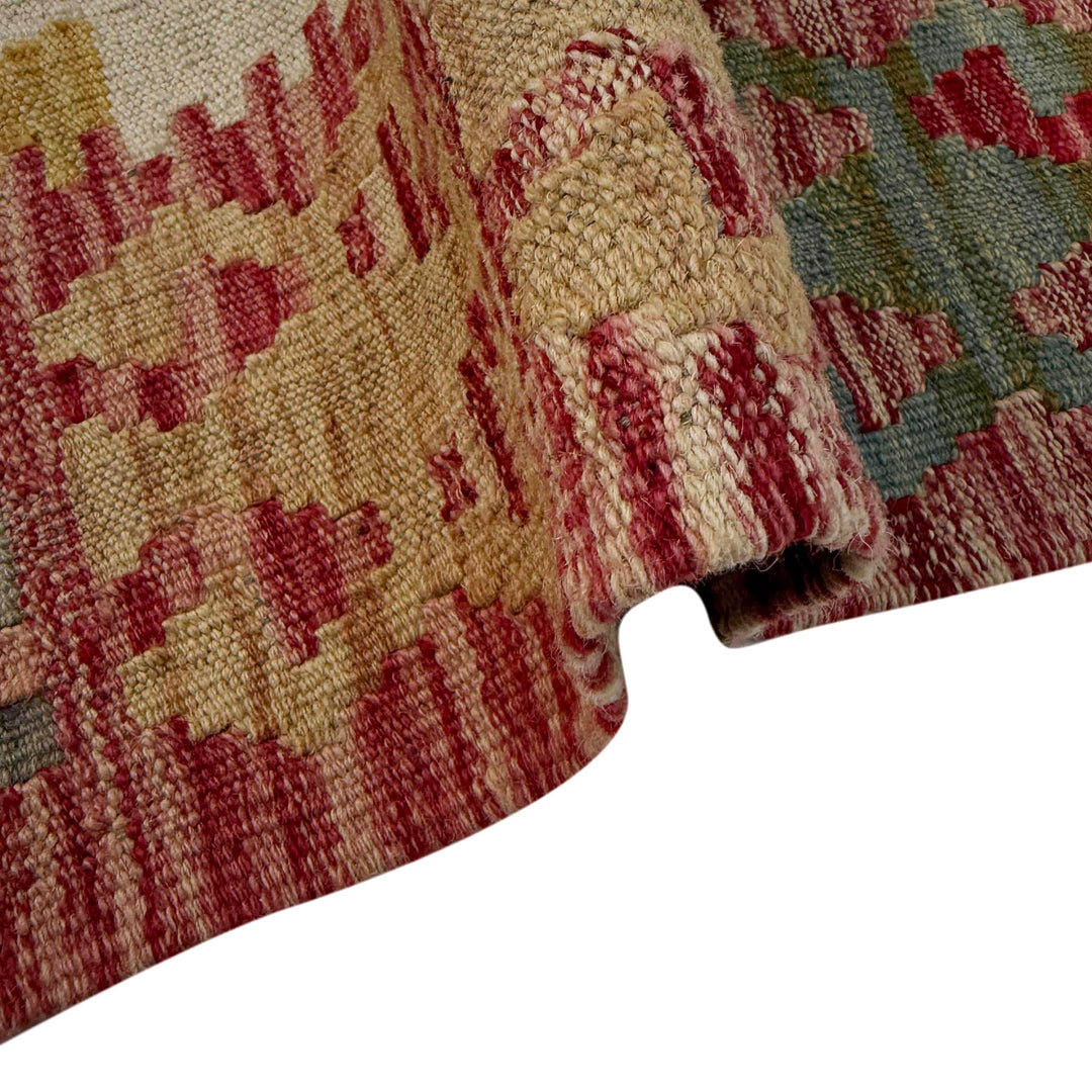 Afghan Vegetable Kilim Rug 3' 5" x 4' 8" Flat-Weave field