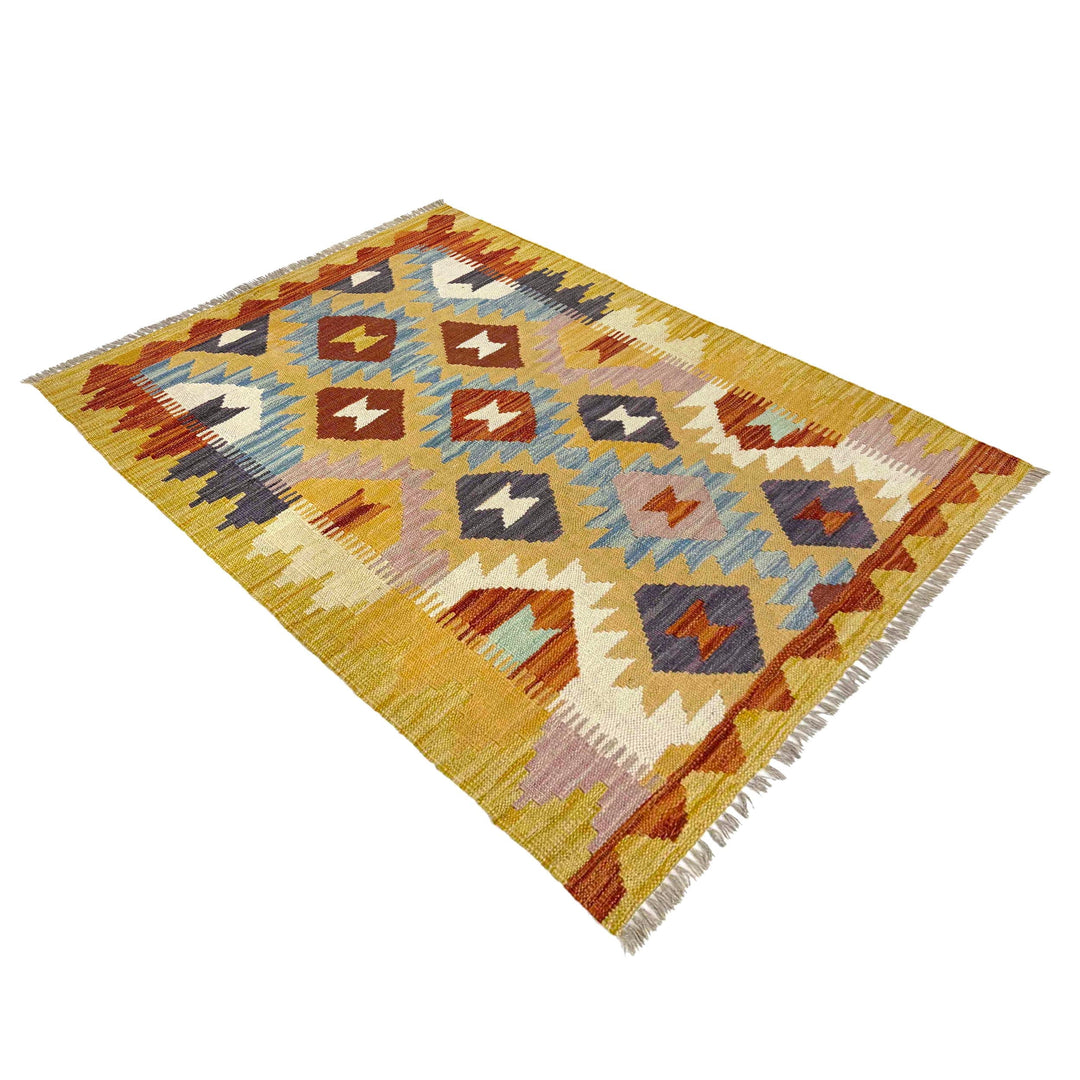 Afghan Vegetable Kilim Rug 2' 10" x 4' 2" Flat-Weave view