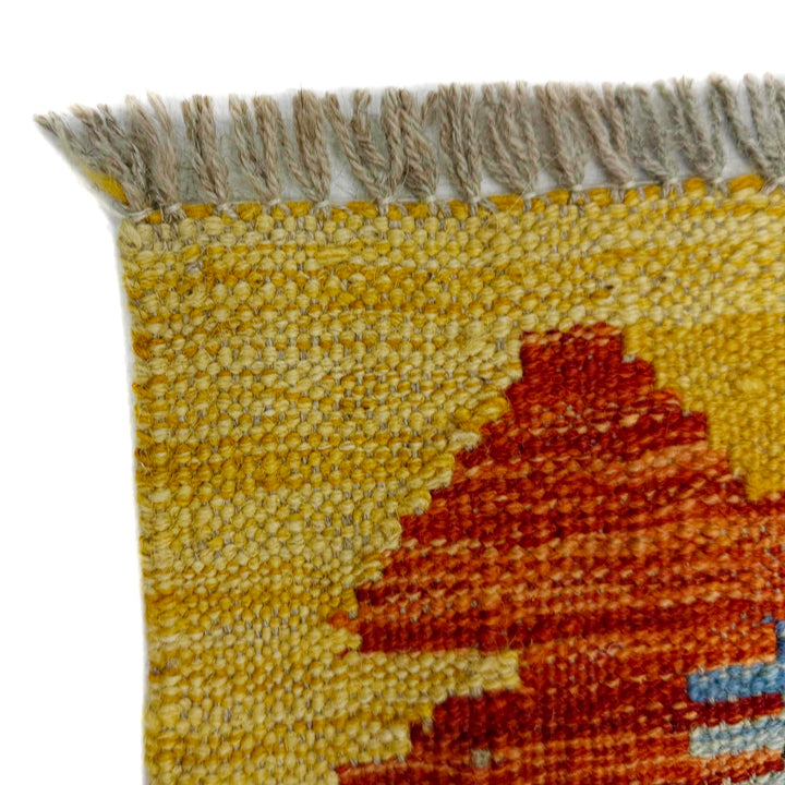 Afghan Vegetable Kilim Rug 2' 10" x 4' 2" Flat-Weave pattern