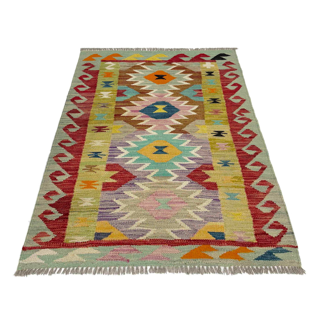Afghan Vegetable Kilim Rug 2' 9" x 4' 0" Flat-Weave detail