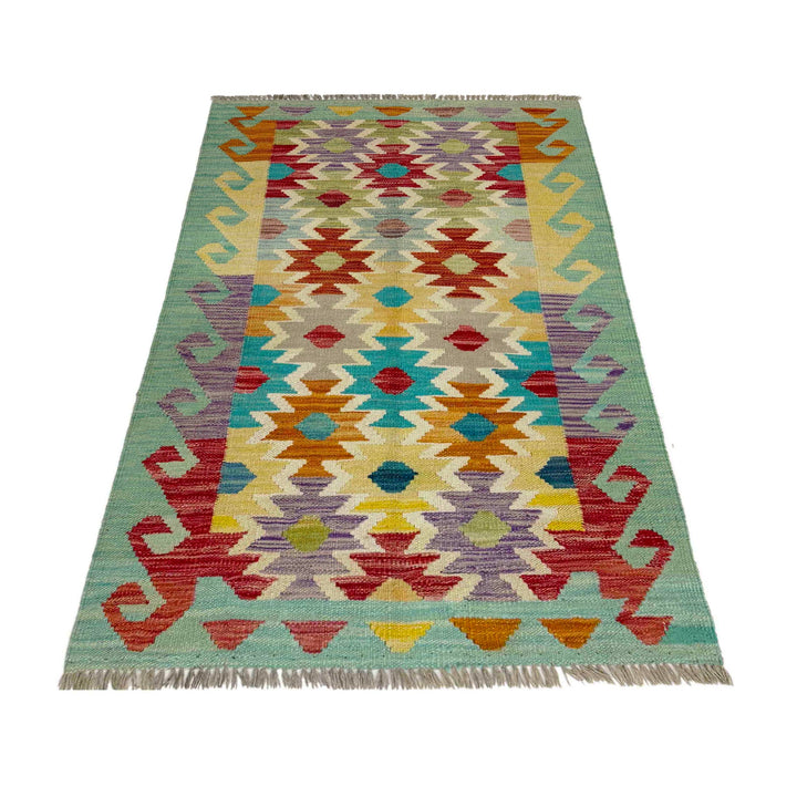 Afghan Vegetable Kilim Rug 2' 7" x 4' 1" Flat-Weave detail