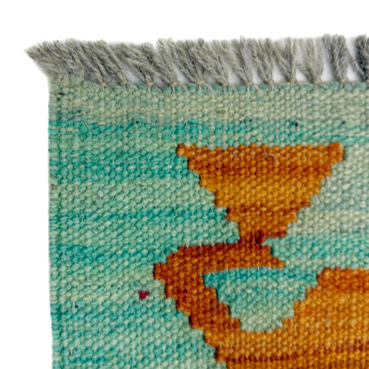 Afghan Vegetable Kilim Rug 2' 7" x 4' 1" Flat-Weave pattern