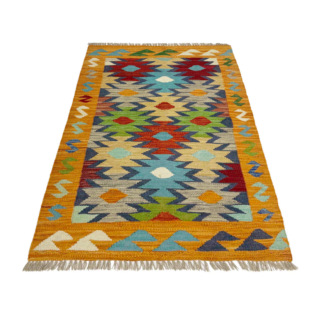 Afghan Vegetable Kilim Rug 2' 7" x 4' 0" Flat-Weave detail