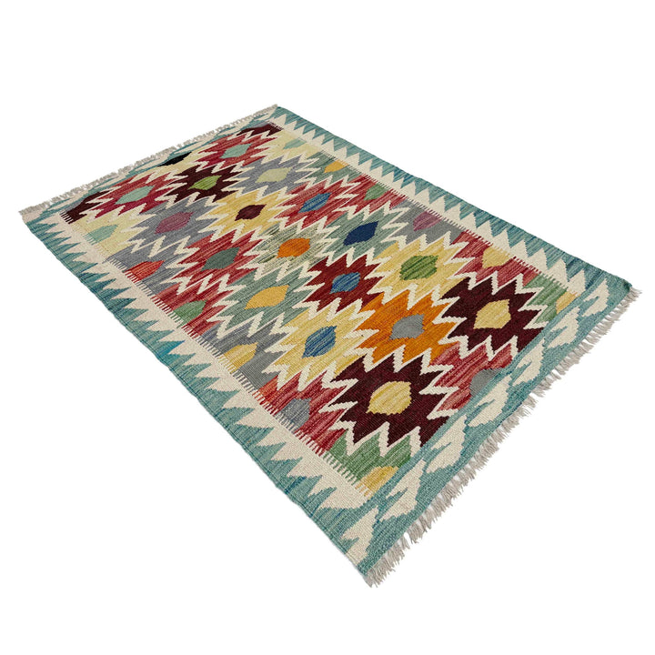 Afghan Vegetable Kilim Rug 2' 8" x 3' 11" Flat-Weave view
