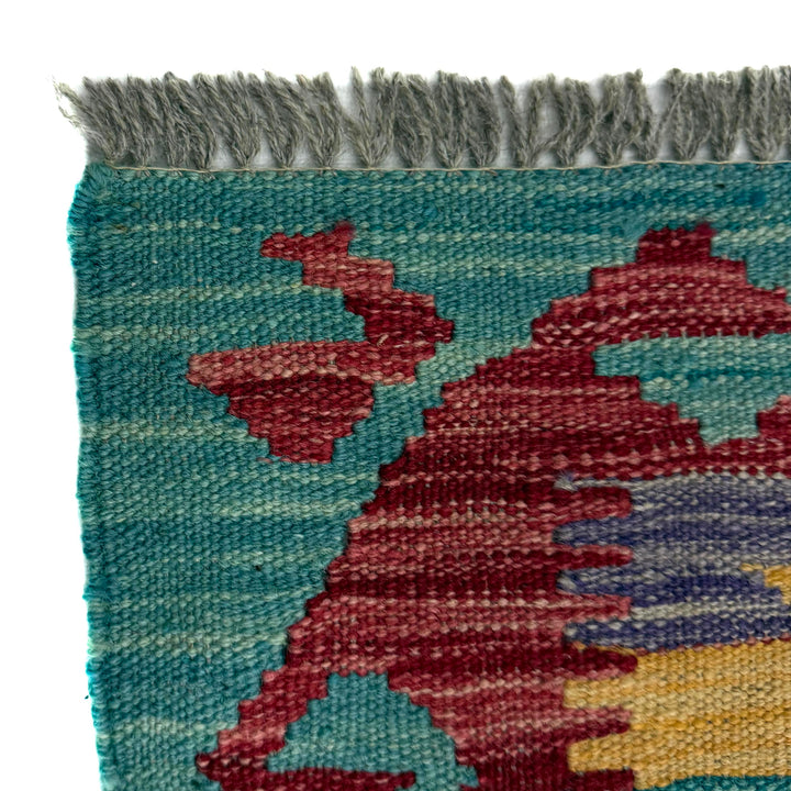 Afghan Vegetable Kilim Rug 2' 7" x 4' 0" Flat-Weave pattern