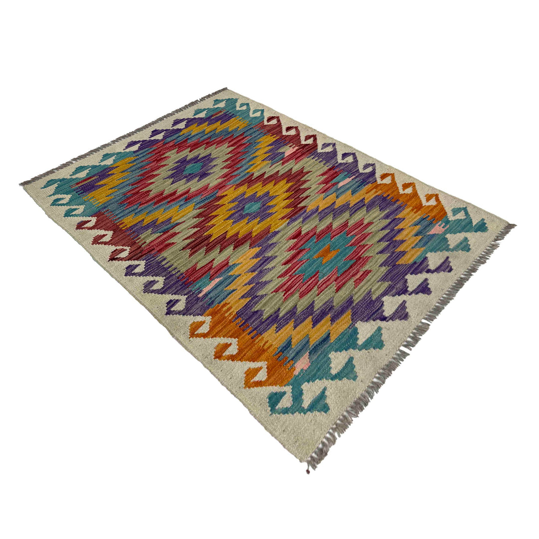 Afghan Vegetable Kilim Rug 2' 7" x 3' 10" Flat-Weave view