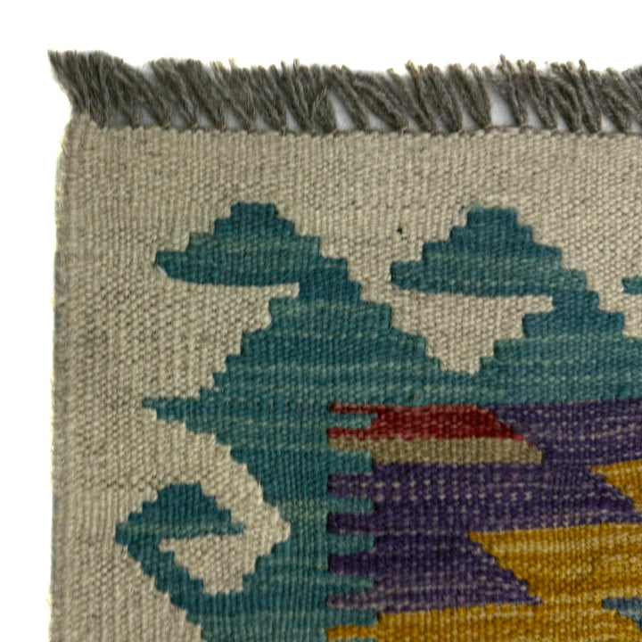 Afghan Vegetable Kilim Rug 2' 7" x 3' 10" Flat-Weave pattern