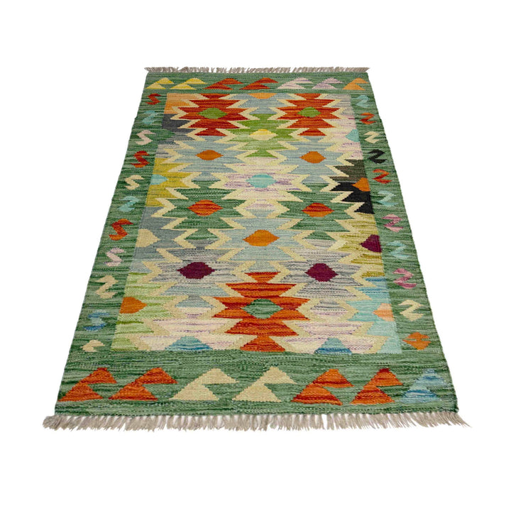 Afghan Vegetable Kilim Rug 2'7" x 4'0" Flat-Weave detail