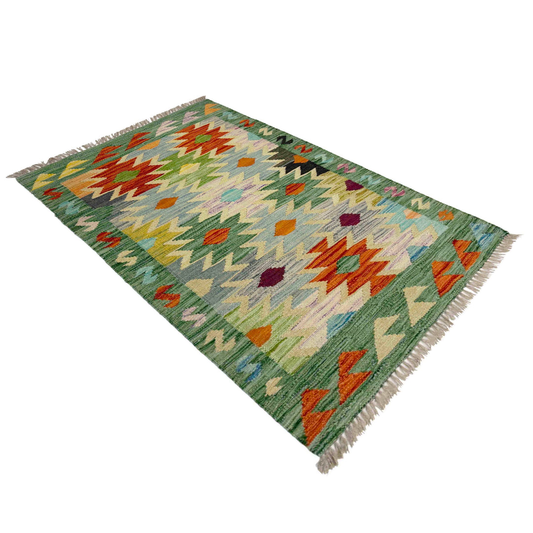 Afghan Vegetable Kilim Rug 2'7" x 4'0" Flat-Weave view