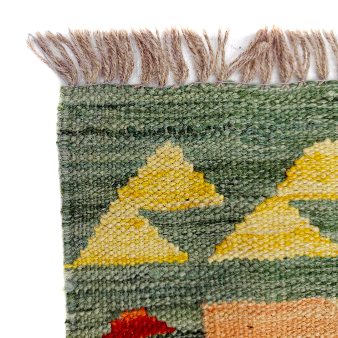 Afghan Vegetable Kilim Rug 2'7" x 4'0" Flat-Weave pattern