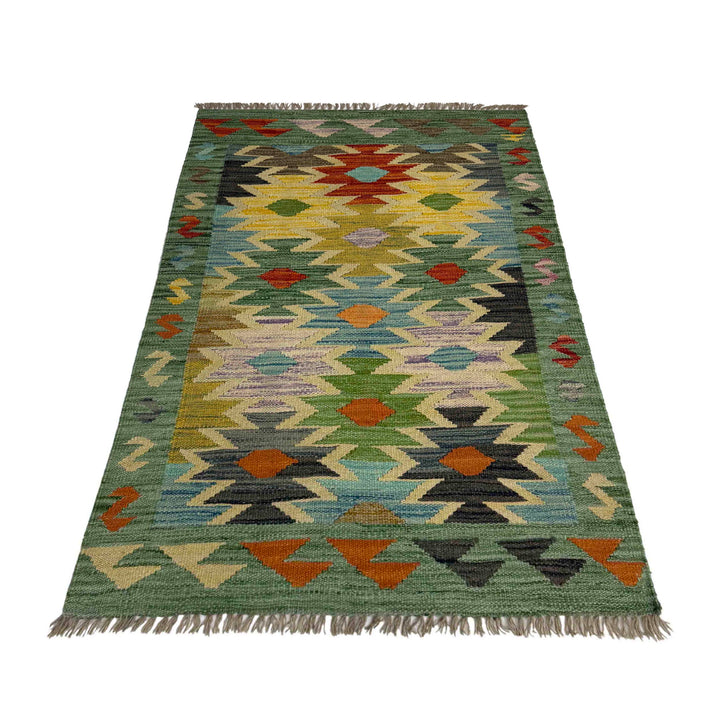 Afghan Vegetable Kilim Rug 2' 7" x 4' 1" Flat-Weave detail