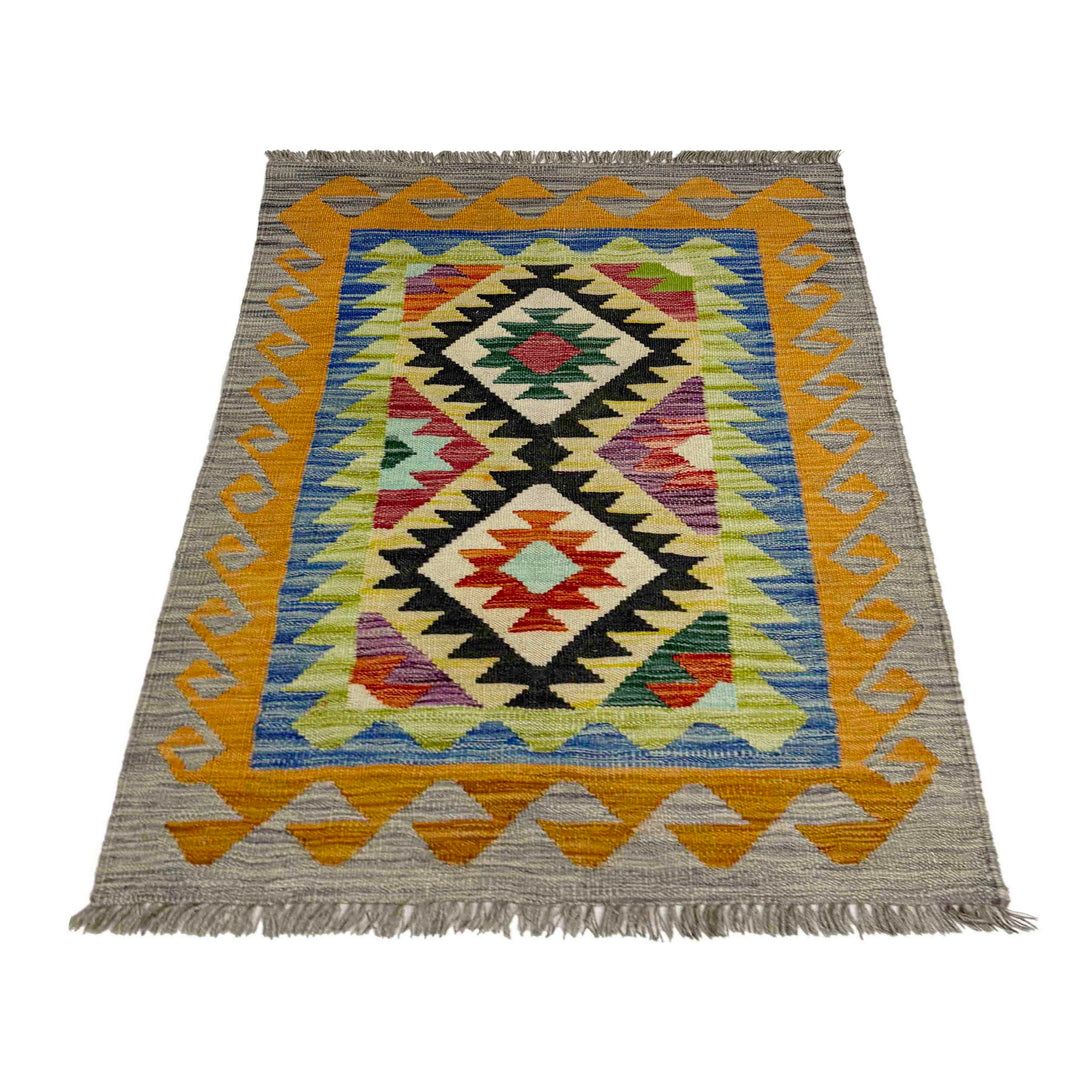 Afghan Vegetable Kilim Rug 2' 7" x 3' 11" Flat-Weave view