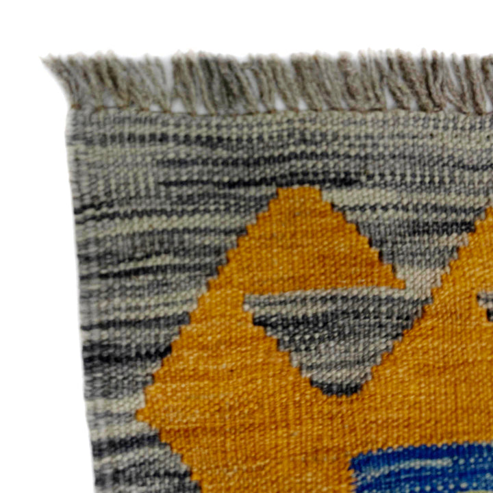 Afghan Vegetable Kilim Rug 2' 7" x 3' 11" Flat-Weave border