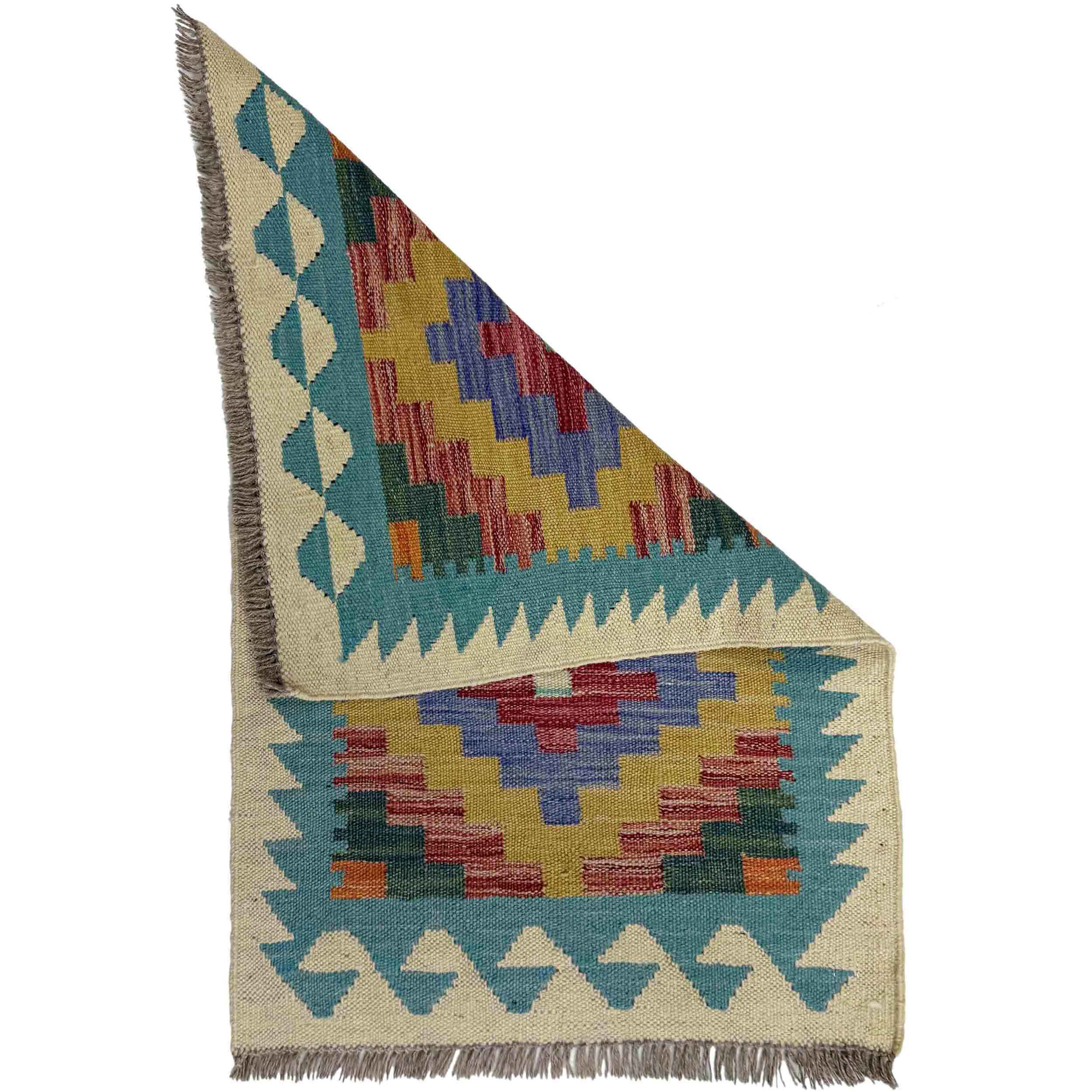 Multicolor Afghan Vegetable Kilim Rug 1'11