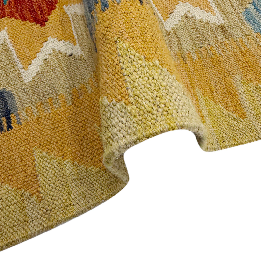 Afghan Vegetable Kilim Rug 3' 3" x 4' 10" Flat-Weave field