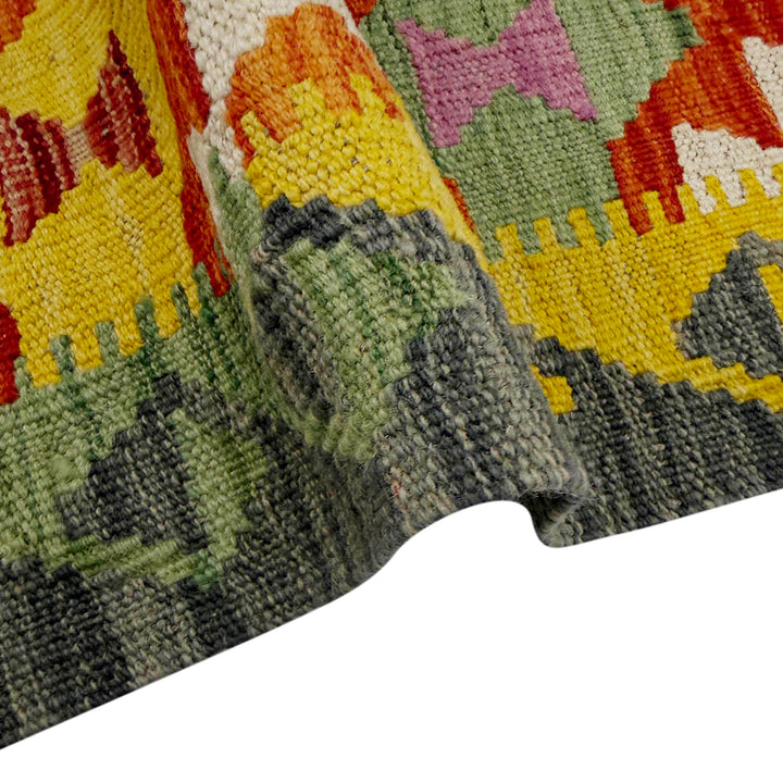 Afghan Vegetable Kilim Rug 3' 3" x 4' 10" Flat-Weave field