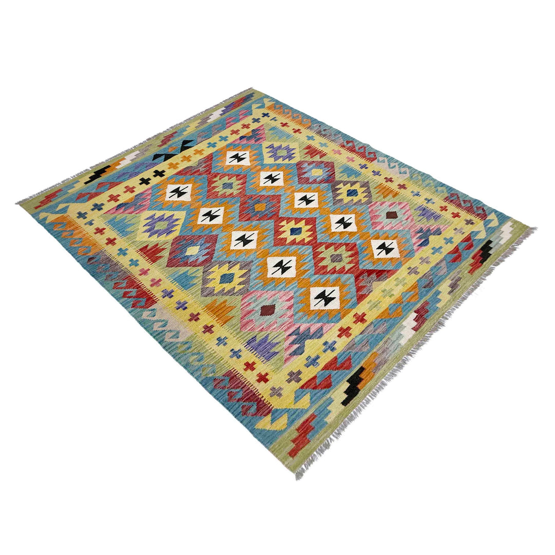 Afghan Vegetable Kilim Rug 5' 2" x 6' 9" Flat-Weave view