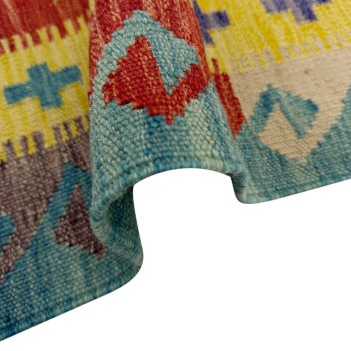 Afghan Vegetable Kilim Rug 5' 2" x 6' 9" Flat-Weave field