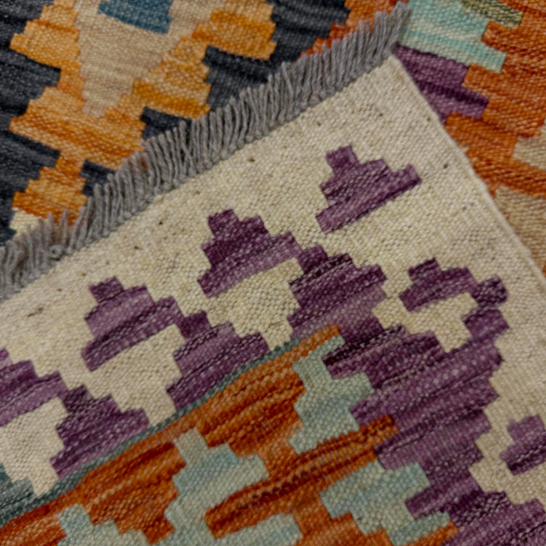 Afghan Vegetable Kilim Rug 5' 10" x 8' 0" Flat-Weave border