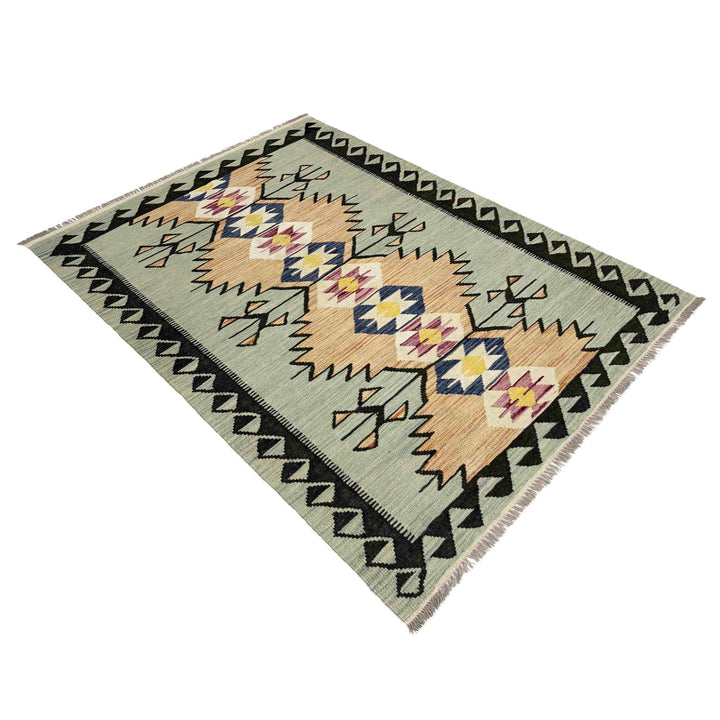 Afghan Vegetable Kilim Rug 4' 1" x 6' 2" Flat-Weave view