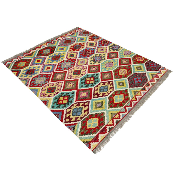 Afghan Vegetable Kilim Rug 5' 2" x 6' 5" Flat-Weave view
