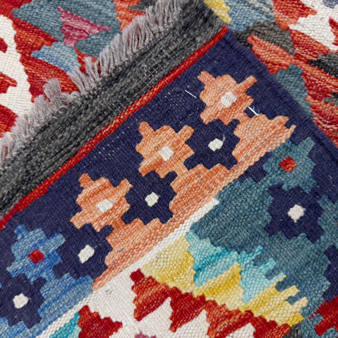 Afghan Vegetable Kilim Rug 5' 10" x 8' 0" Flat-Weave border