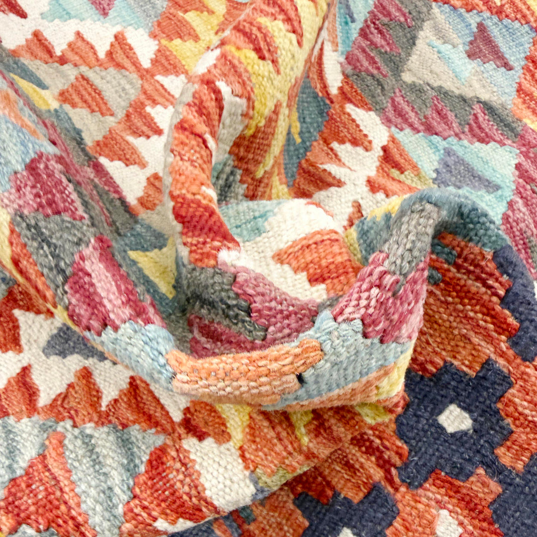 Afghan Vegetable Kilim Rug 5' 10" x 8' 0" Flat-Weave texture
