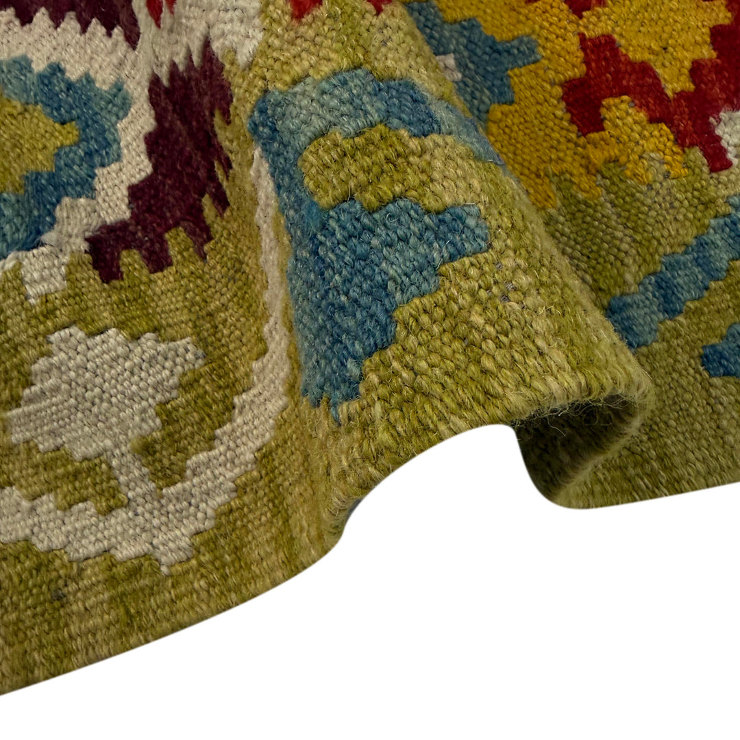 Afghan Vegetable Kilim Rug 5'1" x 6'6" Flat-Weave field
