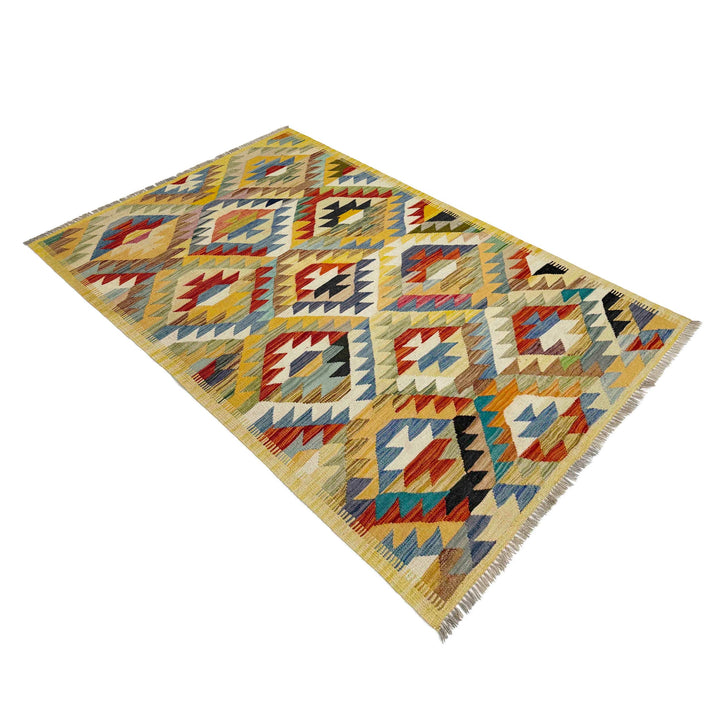 Afghan Vegetable Kilim Rug 3' 11" x 5' 9" Flat-Weave view