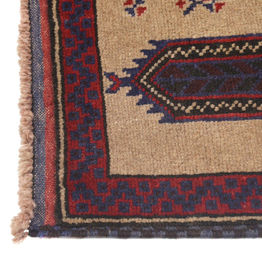 Beige Afghan Prayer Rug 2' 10" x 4' 8" Hand-Knotted view